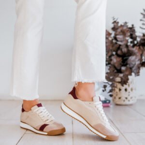 ZAPATILLA ETTA NATURAL Y BORDÓ