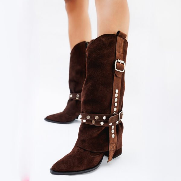 BOTA BRIGITTE GAMUZA DE CUERO CHOCO [preventa]
