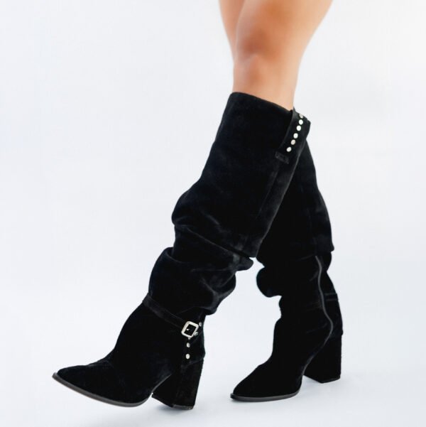 BOTA LYN GAMUZA DE CUERO NEGRA [preventa]