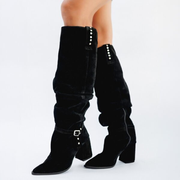BOTA LYN GAMUZA DE CUERO NEGRA [preventa]