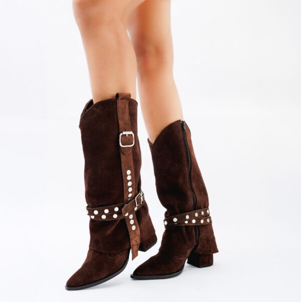 BOTA BRIGITTE GAMUZA DE CUERO CHOCO [preventa]