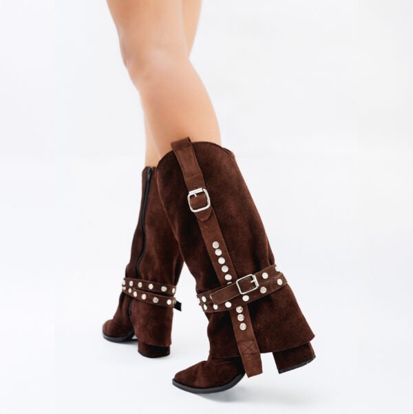 BOTA BRIGITTE GAMUZA DE CUERO CHOCO [preventa]