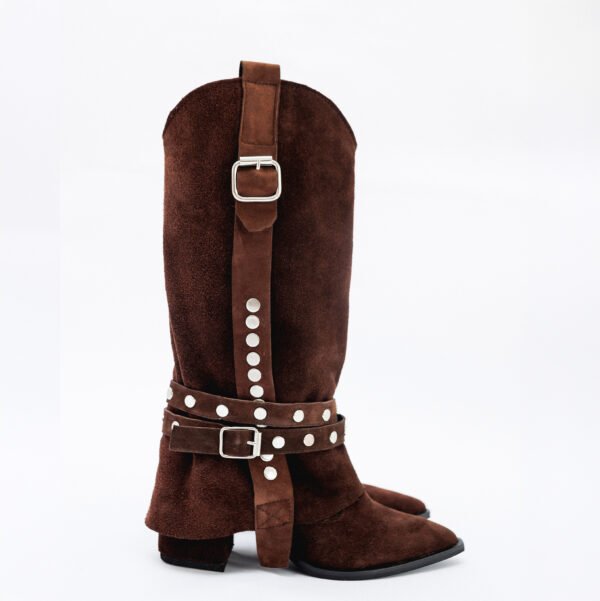 BOTA BRIGITTE GAMUZA DE CUERO CHOCO [preventa]