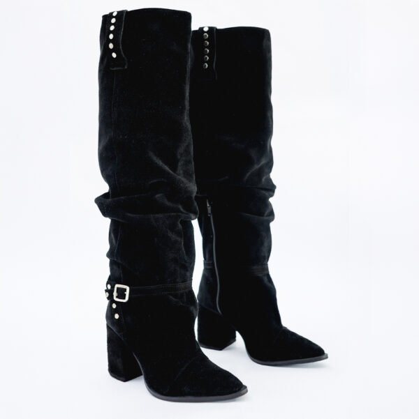 BOTA LYN GAMUZA DE CUERO NEGRA [preventa]