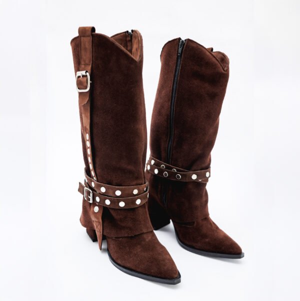 BOTA BRIGITTE GAMUZA DE CUERO CHOCO [preventa]