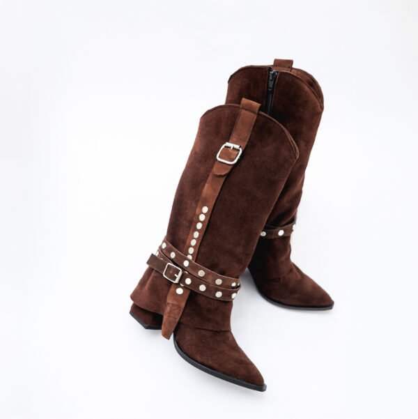 BOTA BRIGITTE GAMUZA DE CUERO CHOCO [preventa]