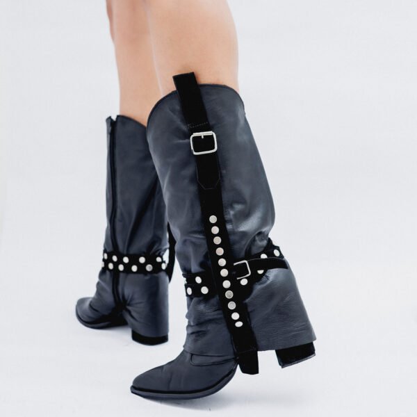 BOTA BRIGITTE CUERO NEGRO