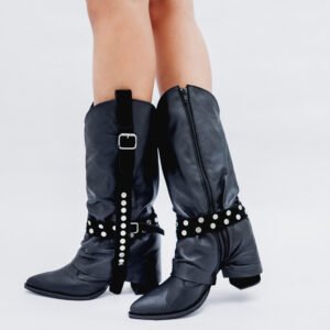 BOTA BRIGITTE CUERO NEGRO